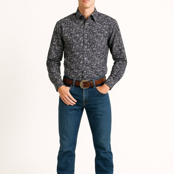 Cinch Western Paisley Button Up Shirt XS Rodeocore Cowboy Ranchwear Purple Y2K - Picture 1 of 9